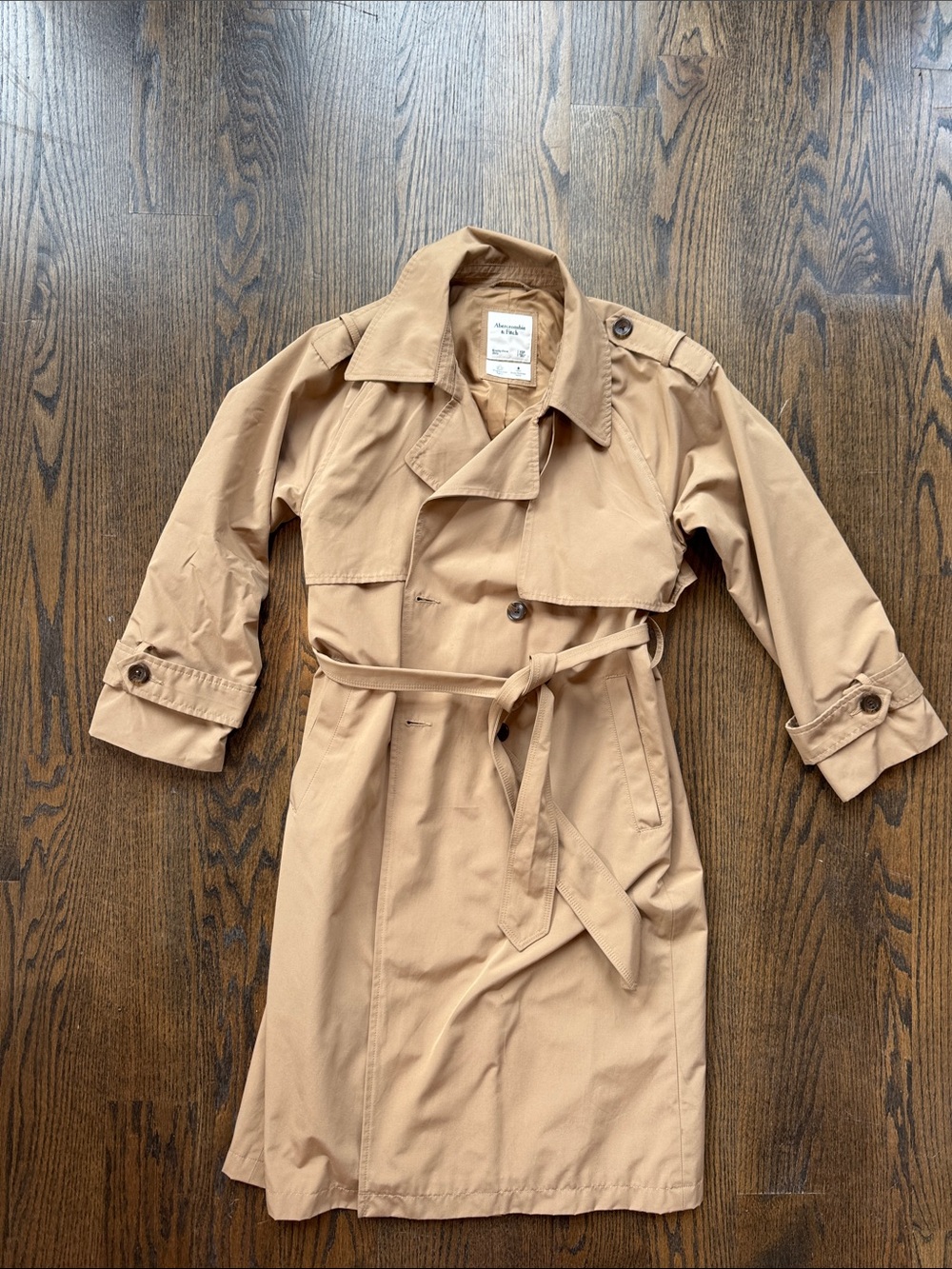 Abercrombie & Fitch Tan Trench Coat with Waist Tie